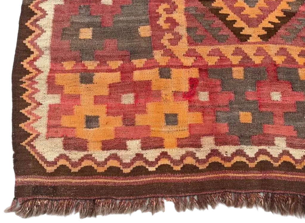 Traditional Afghan Diamond Kilim Rug – 189 x 255 cm | Handwoven Vintage Wool Rug