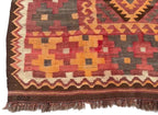 Traditional Afghan Diamond Kilim Rug – 189 x 255 cm | Handwoven Vintage Wool Rug