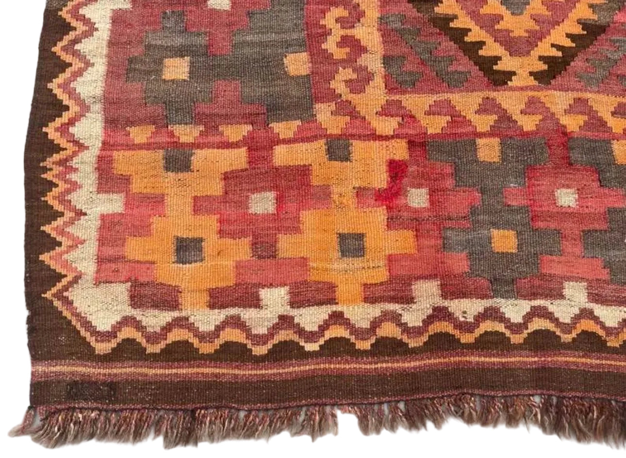 Traditional Afghan Diamond Kilim Rug – 189 x 255 cm | Handwoven Vintage Wool Rug