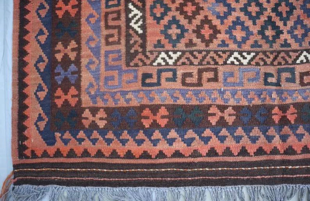 Slate Blue Afghan Kilim Rug – 266 x 159 cm | Vintage Handwoven Tribal Wool Rug