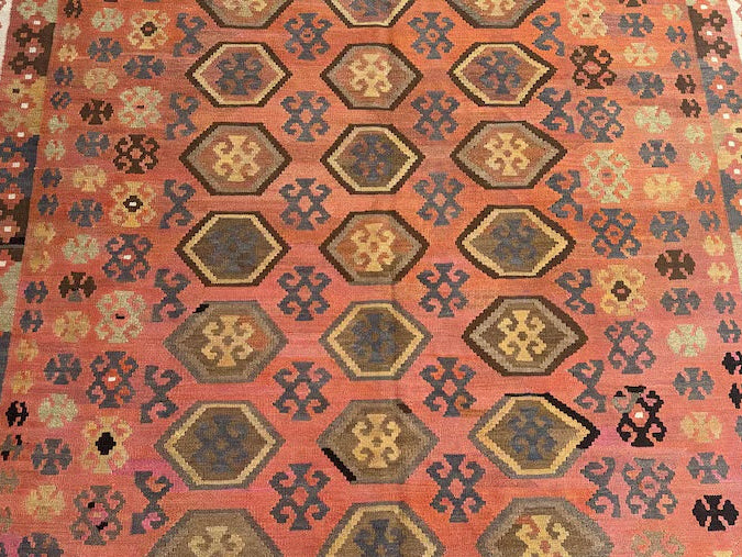 Blush Afghan Kilim Rug – 300 x 200 cm | Vintage Handwoven Geometric Wool Rug