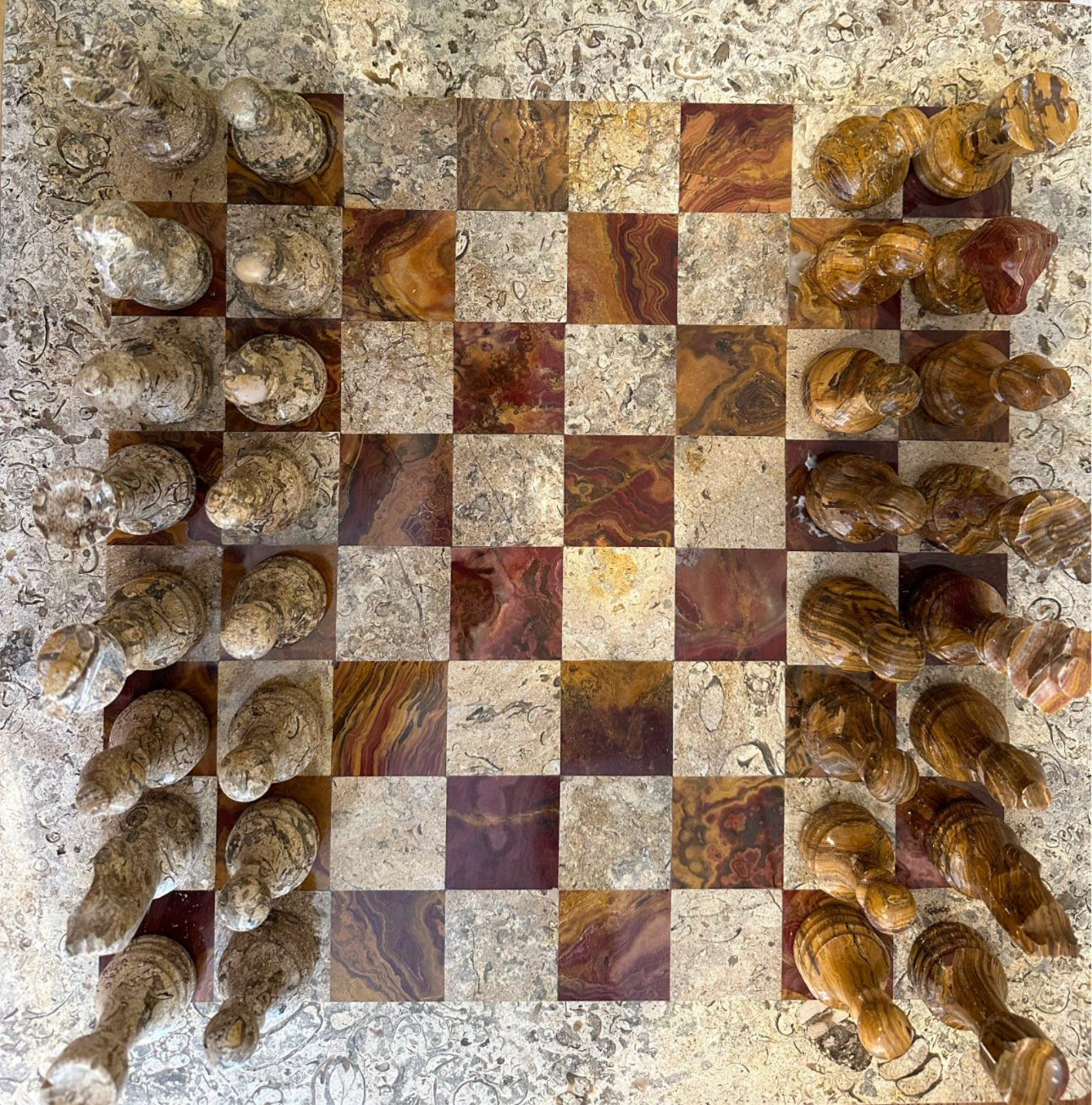 Handmade Marble Chess Set Luxury Stone Chess Board 30cm 40cm Gift Set Australia