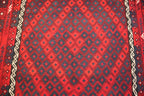 Large Kilim Rug 7'9 x 11'9 ft 237 x 359 – Wool Flatweave Area Rug | Red Geometric Tribal Carpet