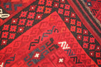 Large Kilim Rug 7'9 x 11'9 ft 237 x 359 – Wool Flatweave Area Rug | Red Geometric Tribal Carpet