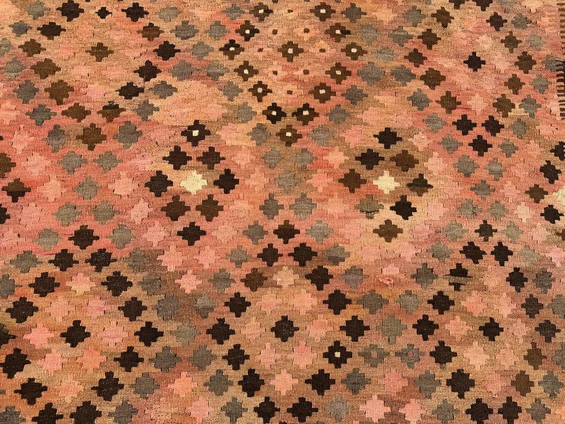 Antique Afghan Handmade Kilim Rug 304 x 244 cm | Terracotta & Brown Tribal Wool Carpet