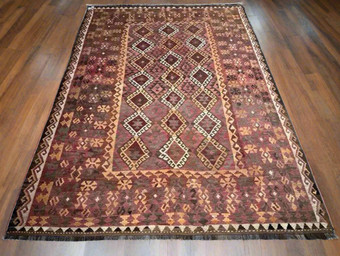 Handmade Afghan Kilim Rug – Geometric Tribal Design 285 x 203 cm