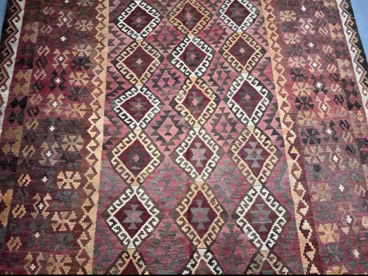 Handmade Afghan Kilim Rug – Geometric Tribal Design 285 x 203 cm
