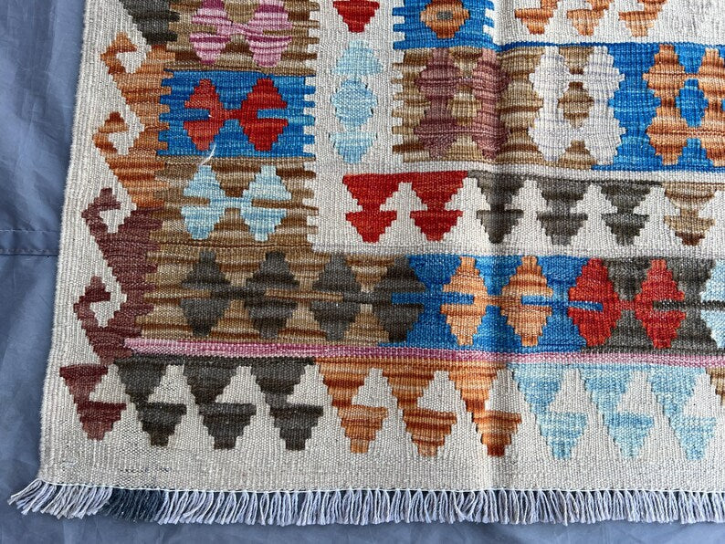 Afghan Kilim Rug 168x203 cm – Handwoven Wool Flatweave Tribal Boho Carpet