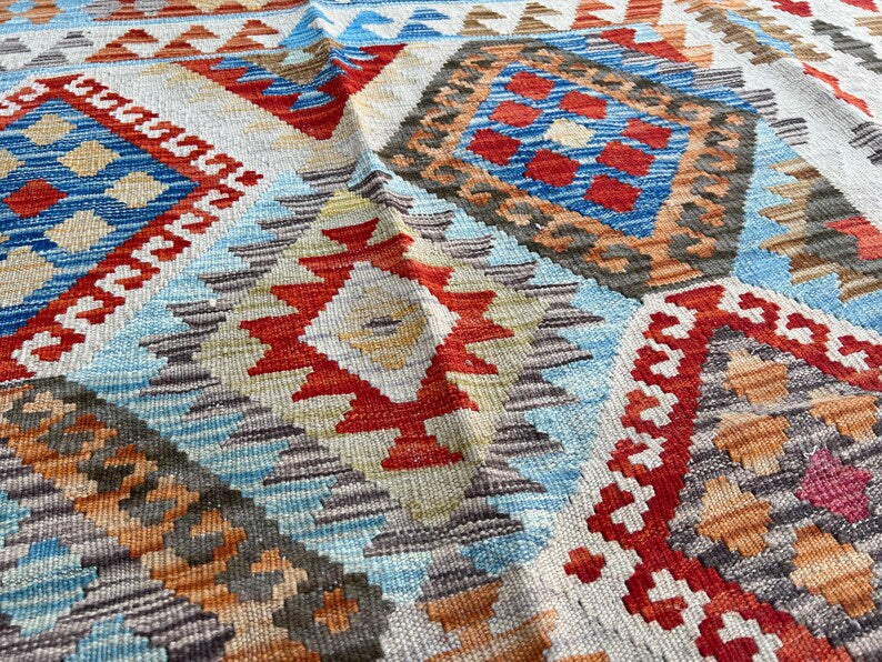 Afghan Kilim Rug 168x203 cm – Handwoven Wool Flatweave Tribal Boho Carpet