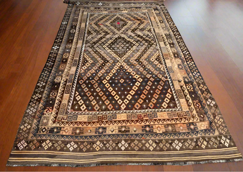 Oversized Afghan Kilim Rug – Handwoven Wool Flatweave 245x427 cm | Large Tribal Geometric Area Rug