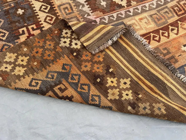 Oversized Afghan Kilim Rug – Handwoven Wool Flatweave 245x427 cm | Large Tribal Geometric Area Rug