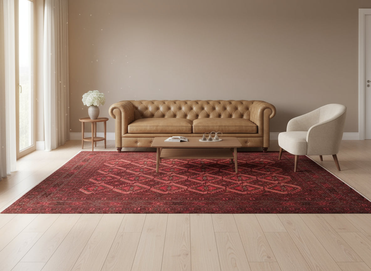 Vintage Afghan Rug – 193x297 cm | Handwoven Tribal Wool Carpet