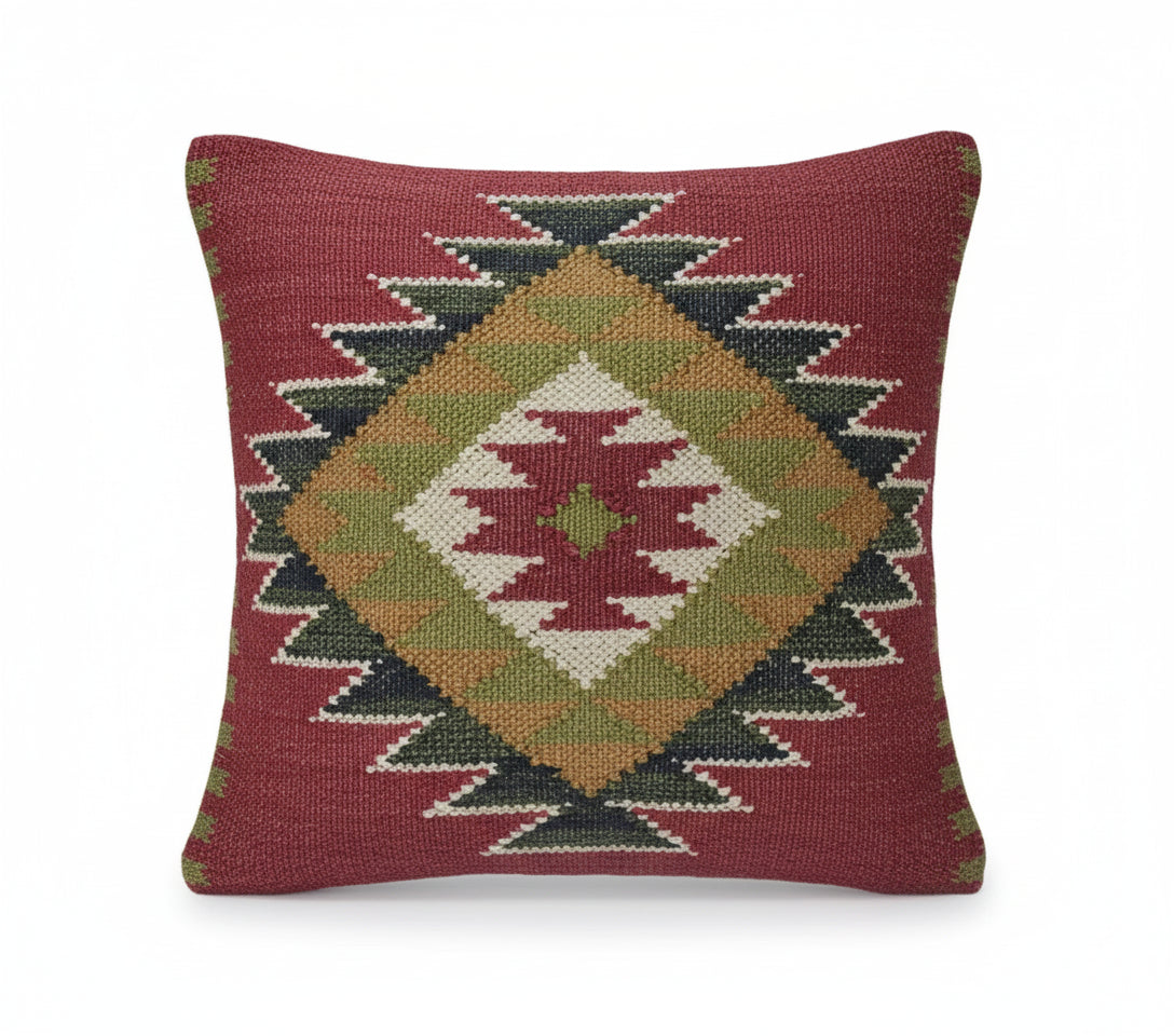 Set of 4 Kilim Jute Cushion Covers 45 × 45 cm – Vintage Tribal Pillow Set | Handwoven Home Decor