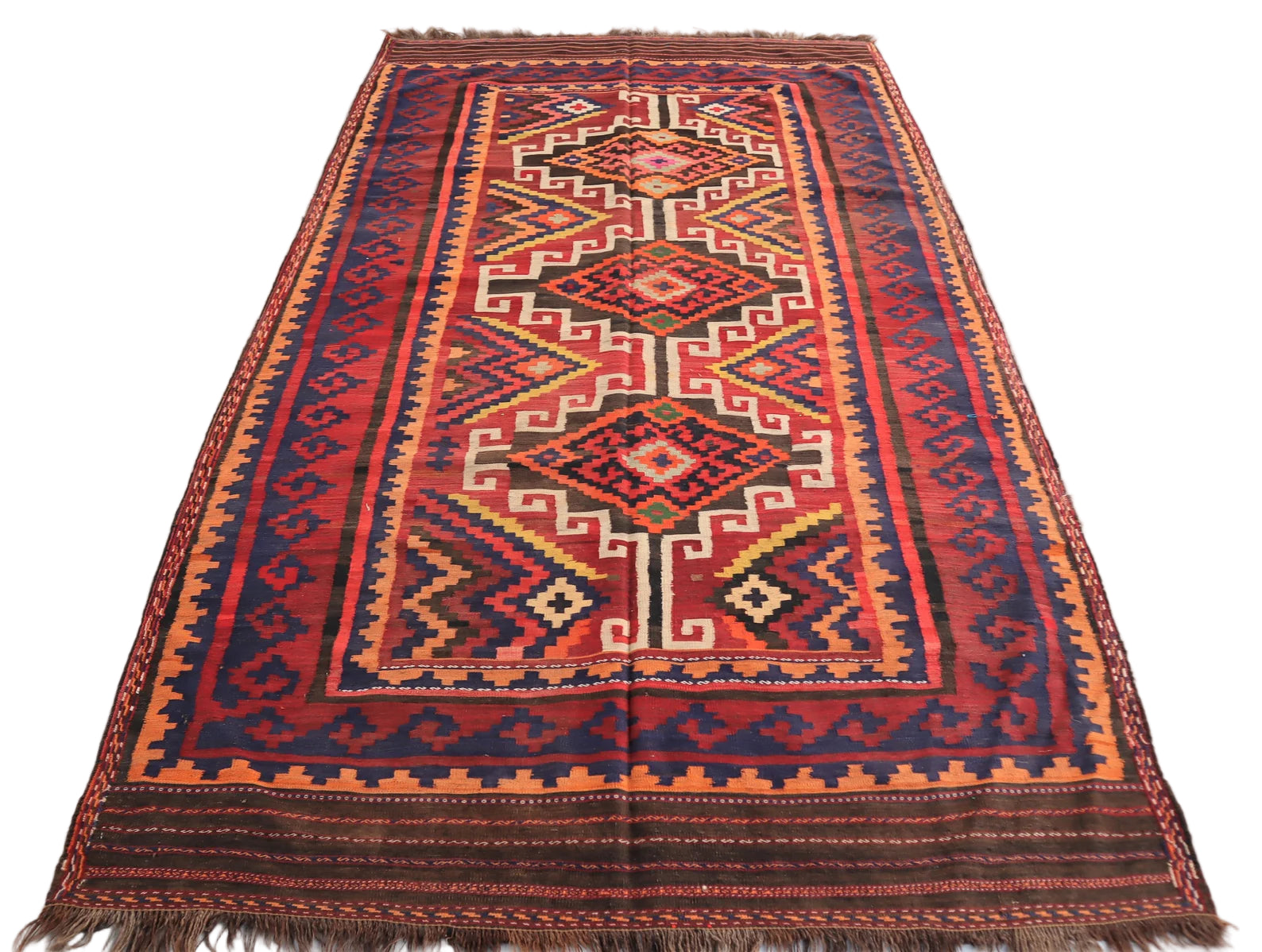 Afghan Maimana Kilim Rug 5.3 × 9.3 ft (161 × 283 cm) – Large Flatweave Area Rug | Tribal Geometric Wool Carpet