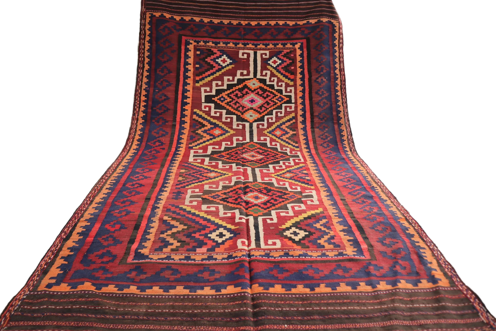 Afghan Maimana Kilim Rug 5.3 × 9.3 ft (161 × 283 cm) – Large Flatweave Area Rug | Tribal Geometric Wool Carpet