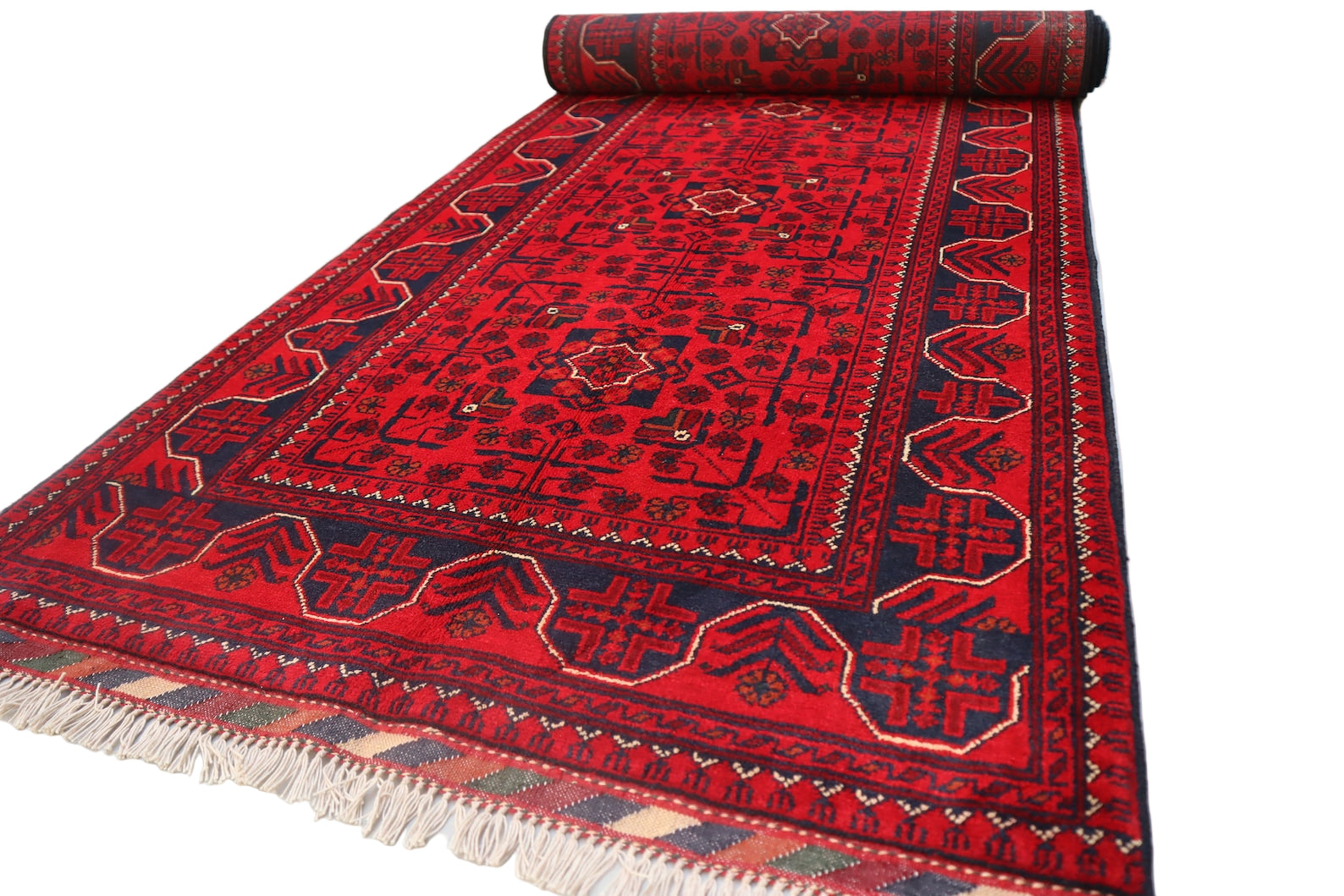 Red Runner Rug 2.8 × 9.3 ft (85 × 283 cm) – Long Hallway Runner | Wool Area Carpet, Handmade Afghan Rug