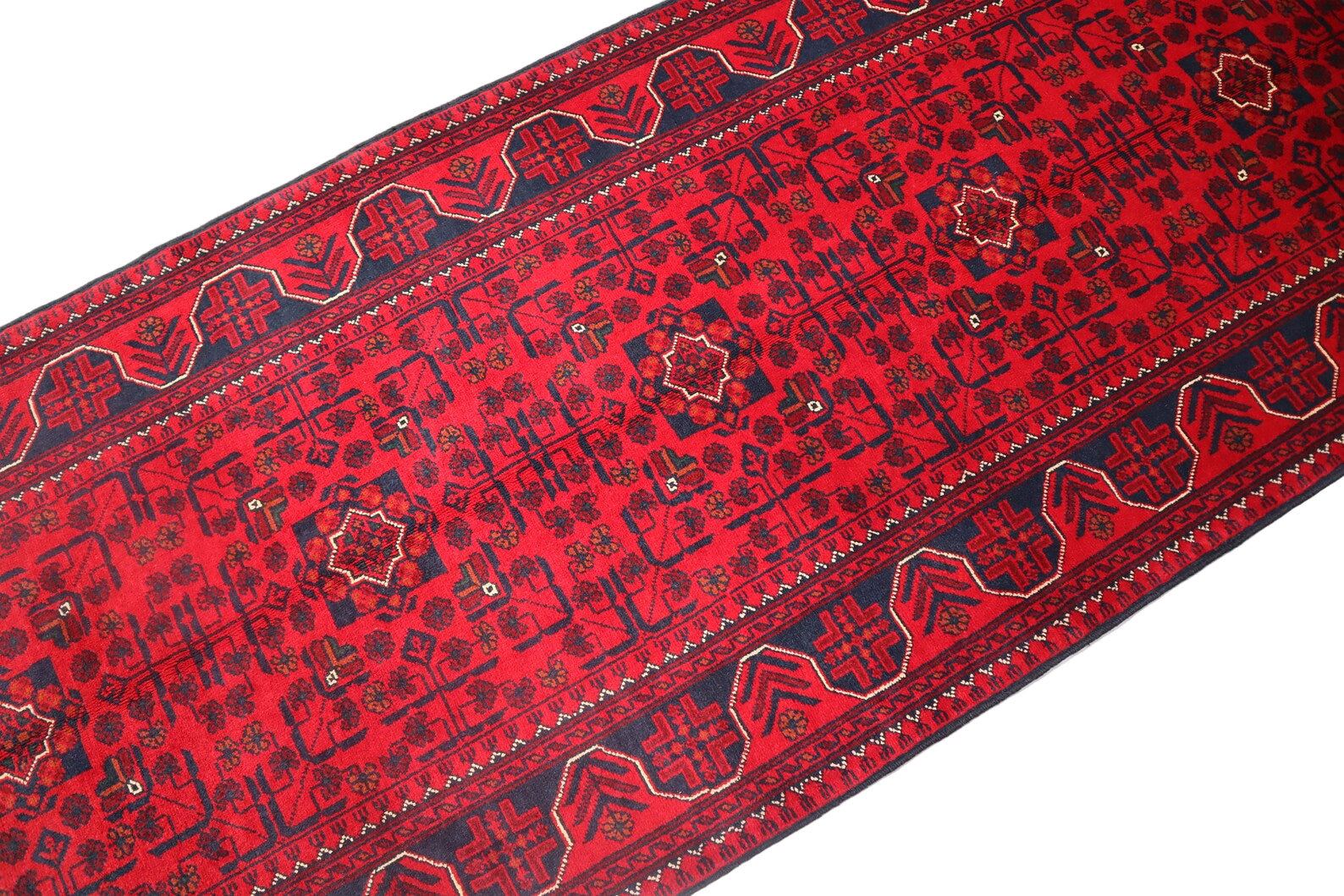 Red Runner Rug 2.8 × 9.3 ft (85 × 283 cm) – Long Hallway Runner | Wool Area Carpet, Handmade Afghan Rug