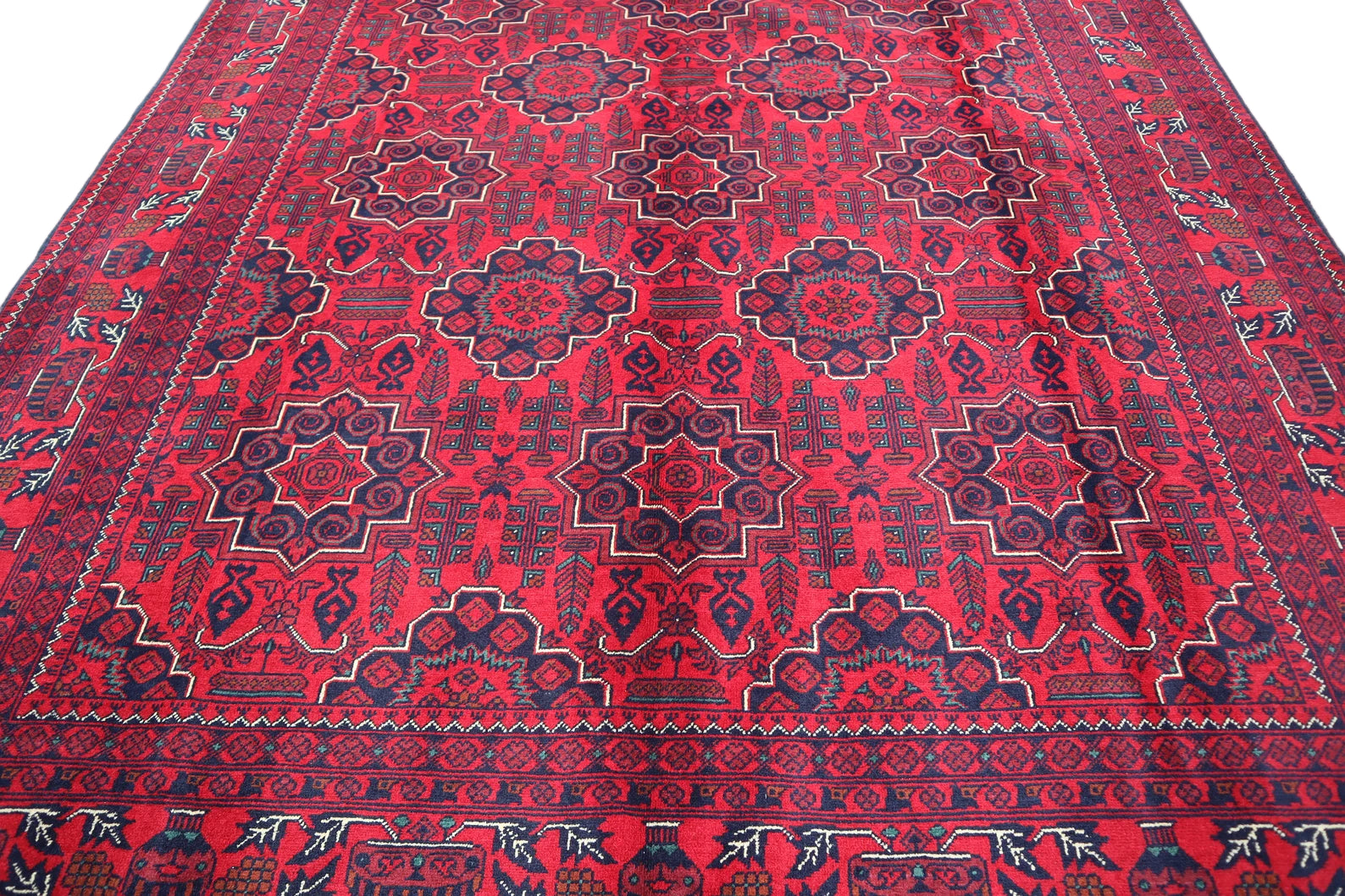 Afghan Khal Mohammadi Rug 6.6 × 10.0 ft (201 × 305 cm) – Highest Quality Hand-Knotted Wool Tribal Red Rug