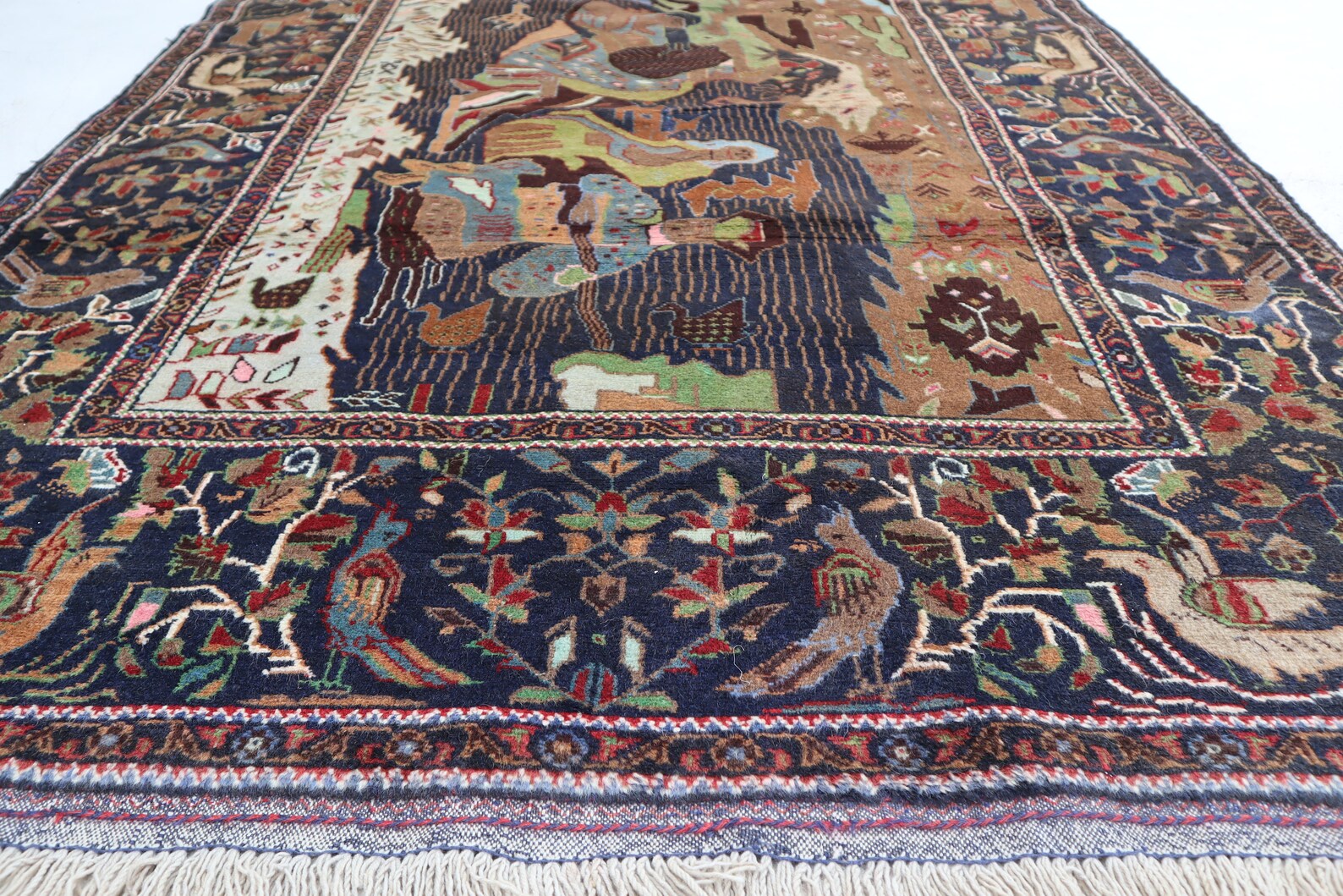 Baluchi Pictorial Rug 4.6 × 6.10 ft (140 × 208 cm) – Wool Area Rug | Unique Artwork Carpet for Living Room