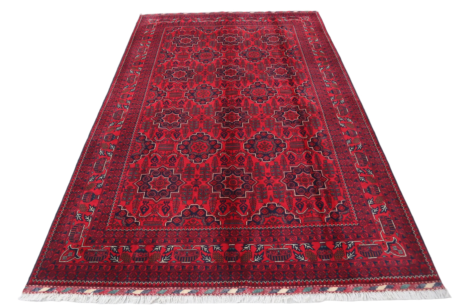 Afghan Khal Mohammadi Rug 6.6 × 10.0 ft (201 × 305 cm) – Highest Quality Hand-Knotted Wool Tribal Red Rug