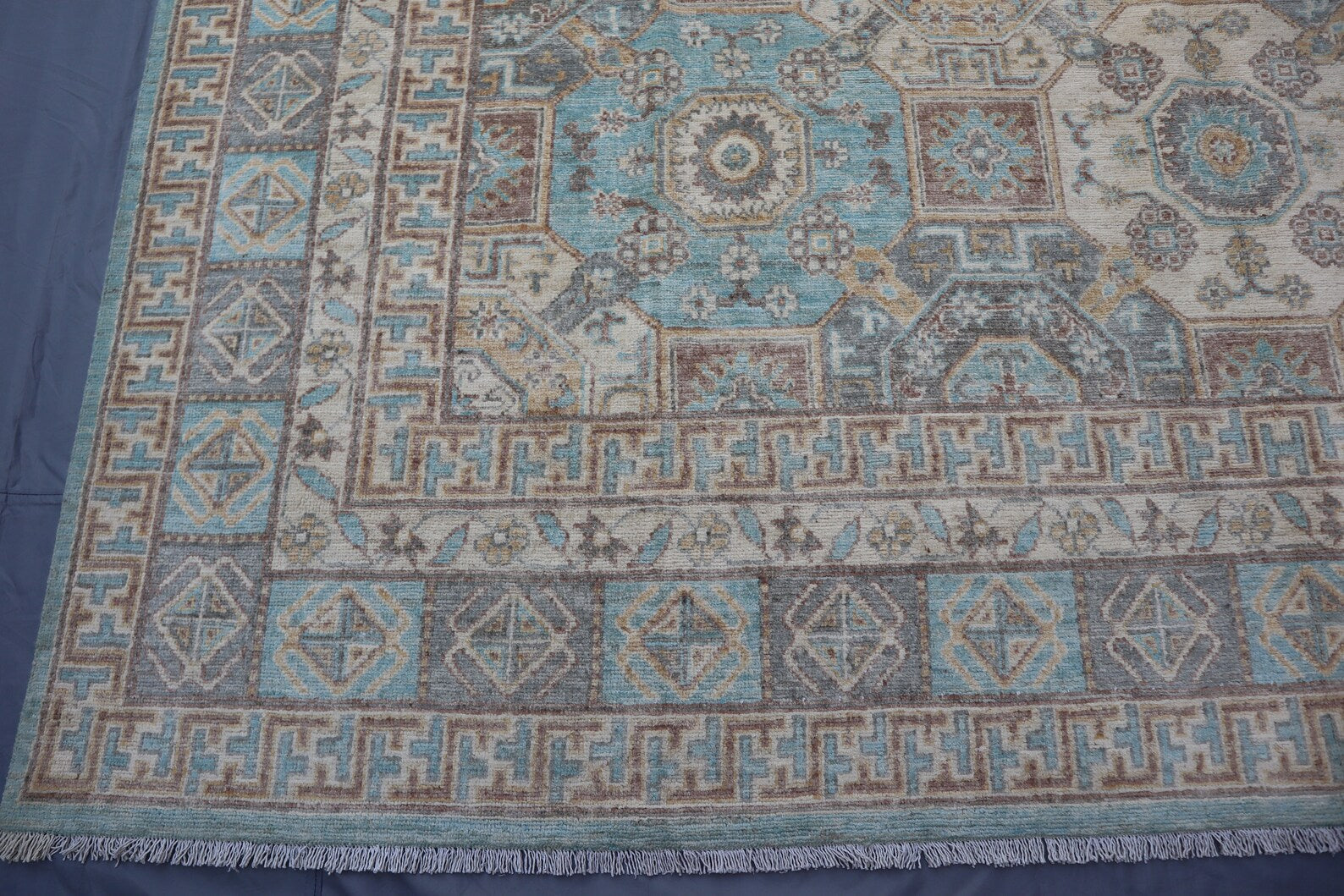 Muted Khotan Rug 8.2x10.0 ft | Handknotted Afghan Wool Carpet | Woven Prestige