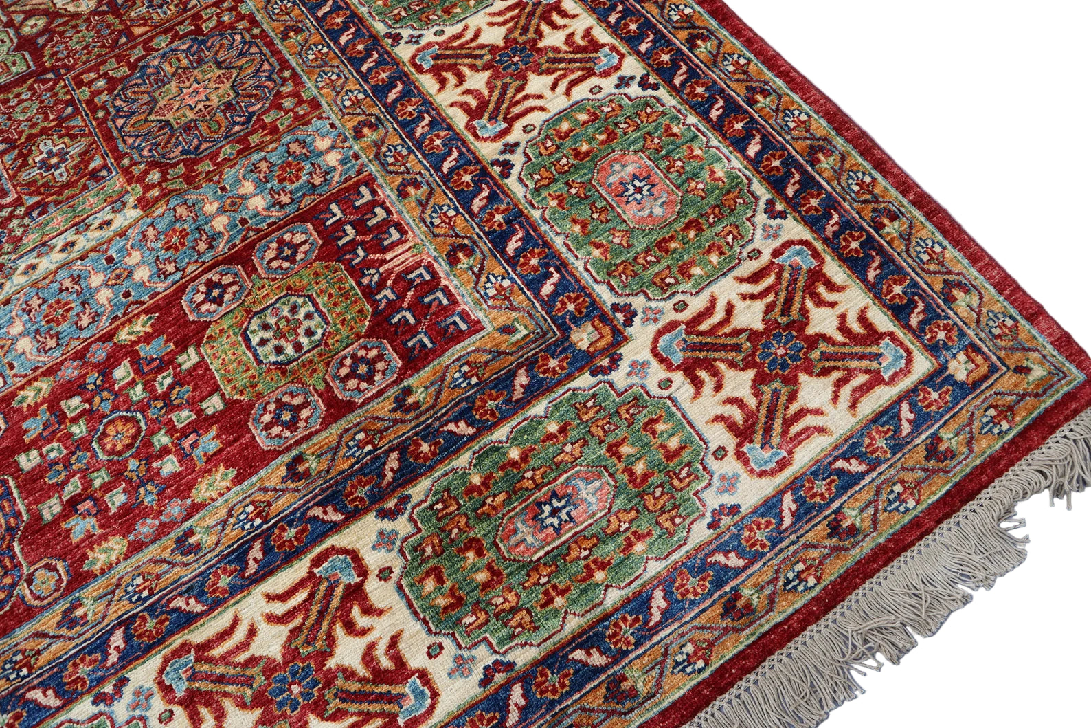 Afghan Mamluk Rug 229 × 292 cm – Handwoven Wool Carpet | Geometric Egyptian-Style Motifs | 7.5 × 9.6 ft