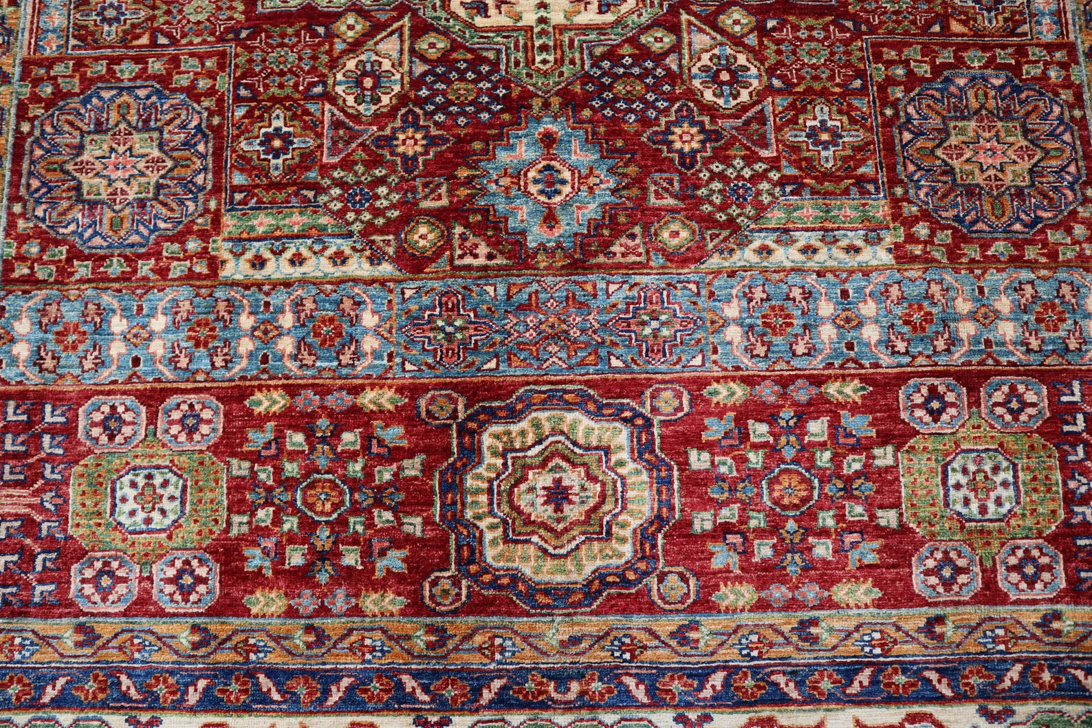 Afghan Mamluk Rug 229 × 292 cm – Handwoven Wool Carpet | Geometric Egyptian-Style Motifs | 7.5 × 9.6 ft