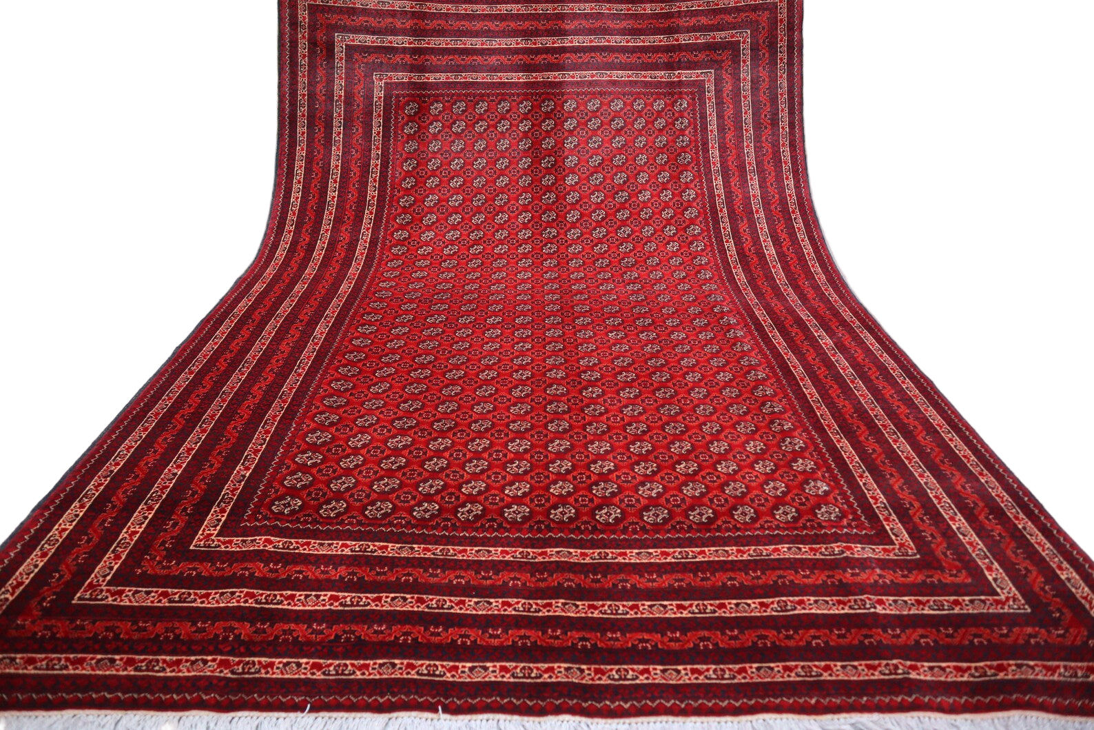Luxury 6.5x9.6 ft Afghan Bokhara Rug | Handknotted Wool Carpet | Woven Prestige