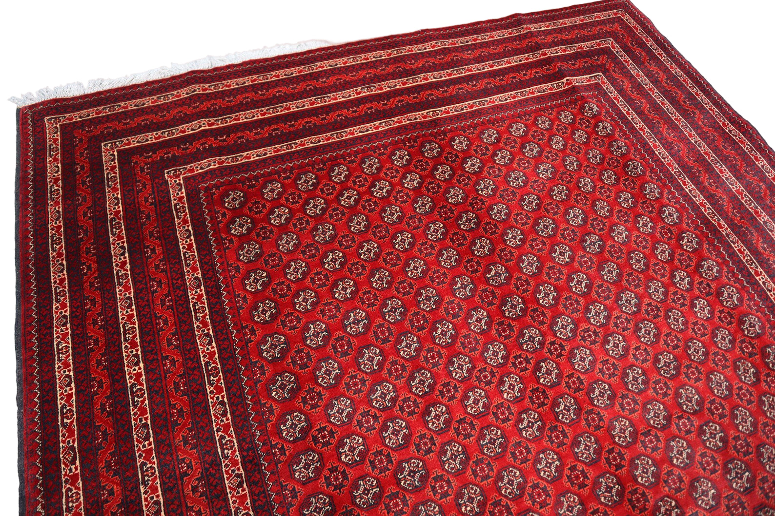 Luxury 6.5x9.6 ft Afghan Bokhara Rug | Handknotted Wool Carpet | Woven Prestige