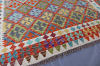 Handmade Afghan Kilim Rug – 204x277 cm | Multicolor Tribal Wool Carpet