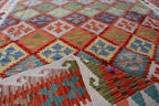 Handmade Afghan Kilim Rug – 204x277 cm | Multicolor Tribal Wool Carpet