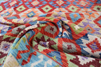 Handmade Afghan Kilim Rug – 210x311 cm | Multicolor Tribal Wool Carpet
