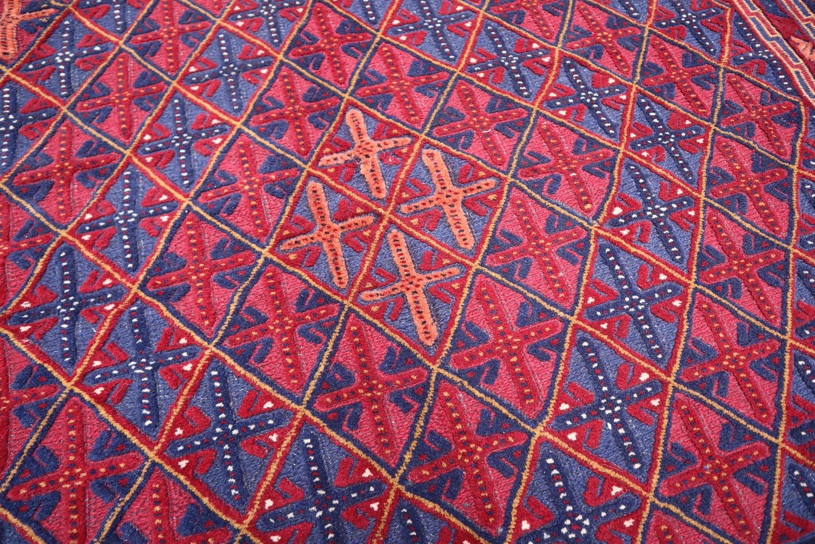 Vintage Mashwani Afghan Rug – 192x274 cm | Handwoven Tribal Wool Carpet