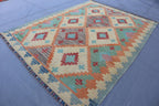 Handmade Afghan Kilim Rug – 152x207 cm | Soft Pastel Tribal Wool Carpet