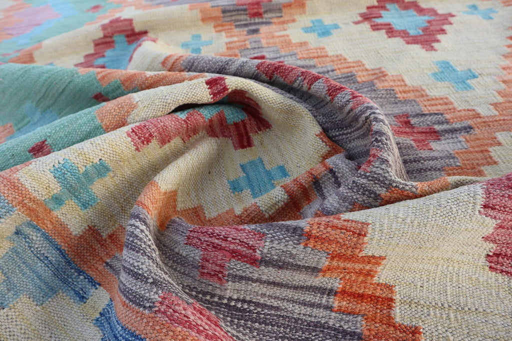 Handmade Afghan Kilim Rug – 152x207 cm | Soft Pastel Tribal Wool Carpet