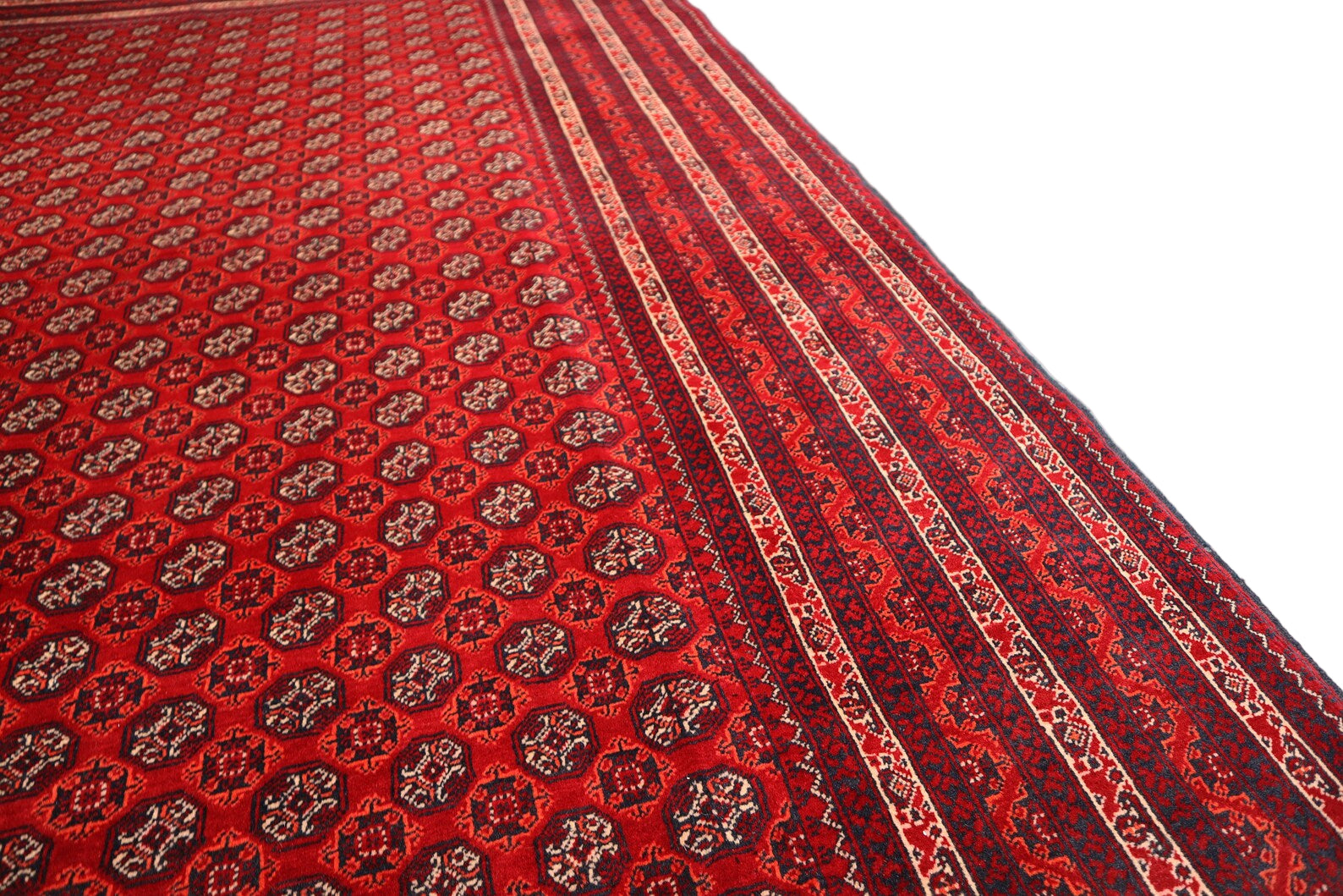 Luxury 6.5x9.6 ft Afghan Bokhara Rug | Handknotted Wool Carpet | Woven Prestige