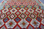Handmade Afghan Kilim Rug – 210x311 cm | Multicolor Tribal Wool Carpet