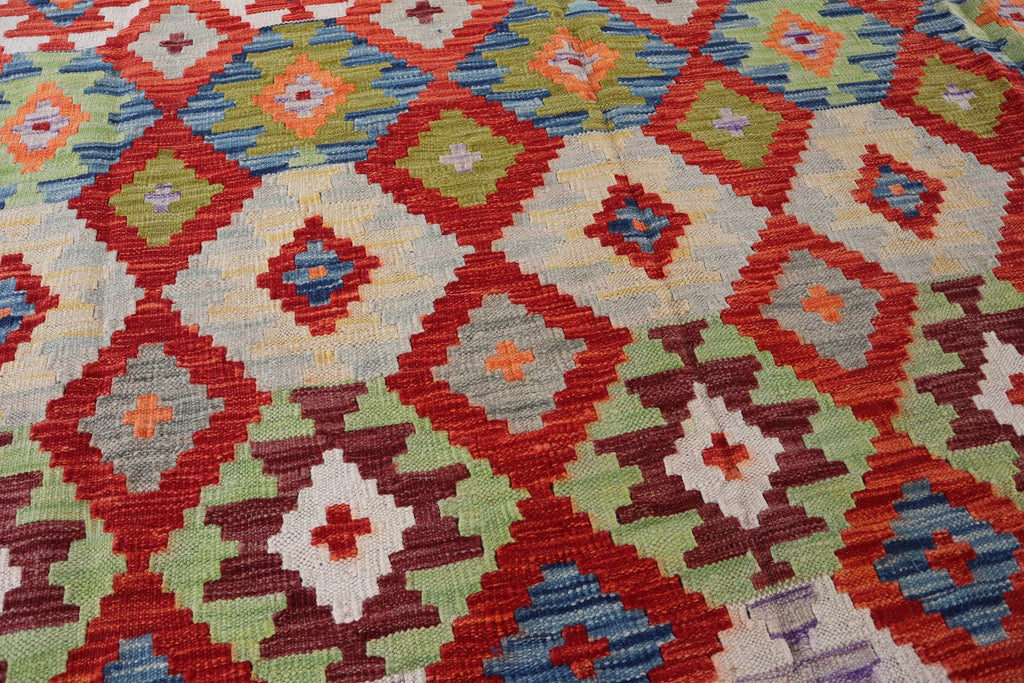 Handmade Afghan Kilim Rug – 210x311 cm | Multicolor Tribal Wool Carpet