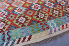 Handmade Afghan Kilim Rug – 210x311 cm | Multicolor Tribal Wool Carpet