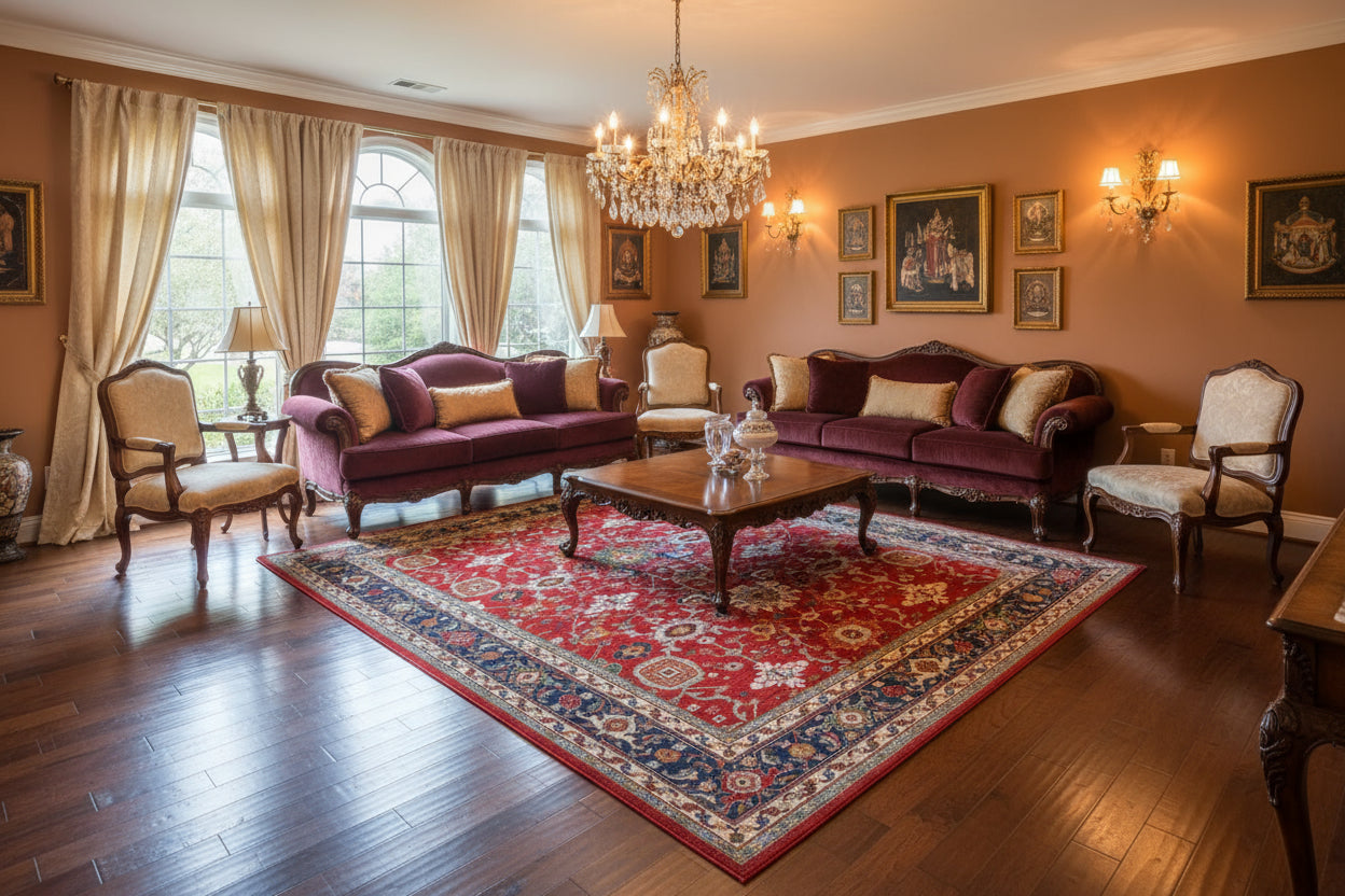 Luxury Red Bidjar Rug 8.3×10 ft | Handknotted Wool Persian-Style Carpet | Worldwide Shipping