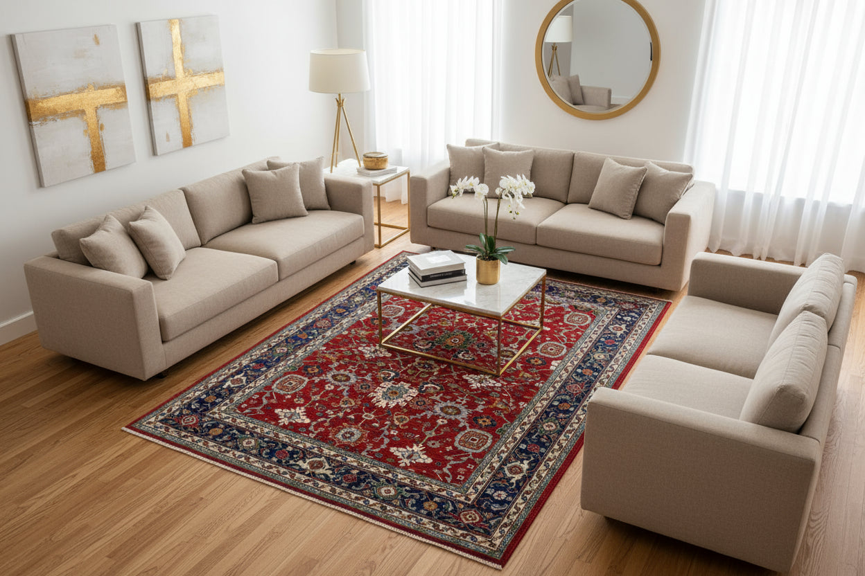 Luxury Red Bidjar Rug 8.3×10 ft | Handknotted Wool Persian-Style Carpet | Worldwide Shipping