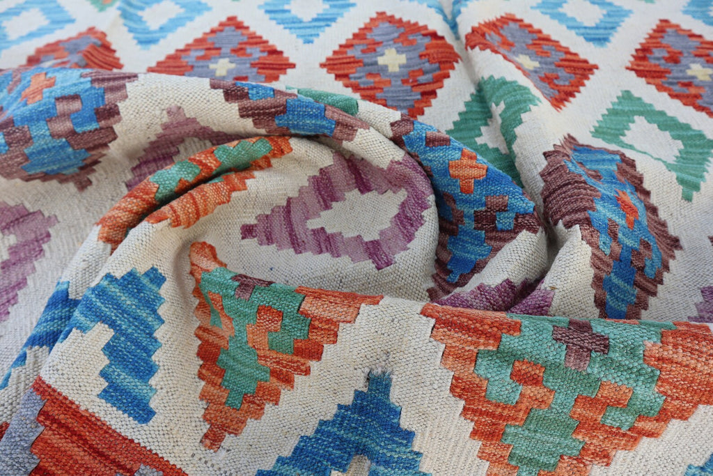 Handwoven Afghan Kilim Rug – 186x299 cm | Tribal Authentic Handmade Rug