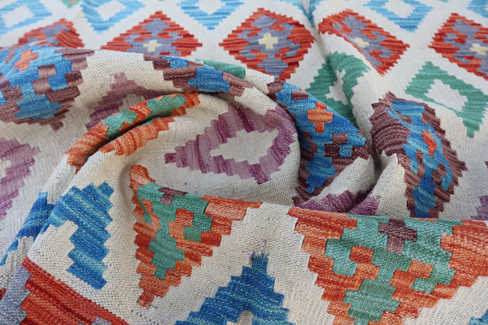 Handwoven Afghan Kilim Rug – 186x299 cm | Tribal Authentic Handmade Rug