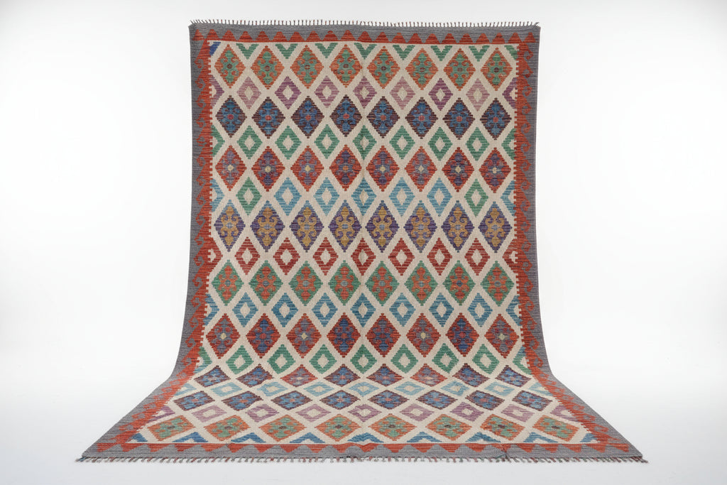 Handwoven Afghan Kilim Rug – 186x299 cm | Tribal Authentic Handmade Rug