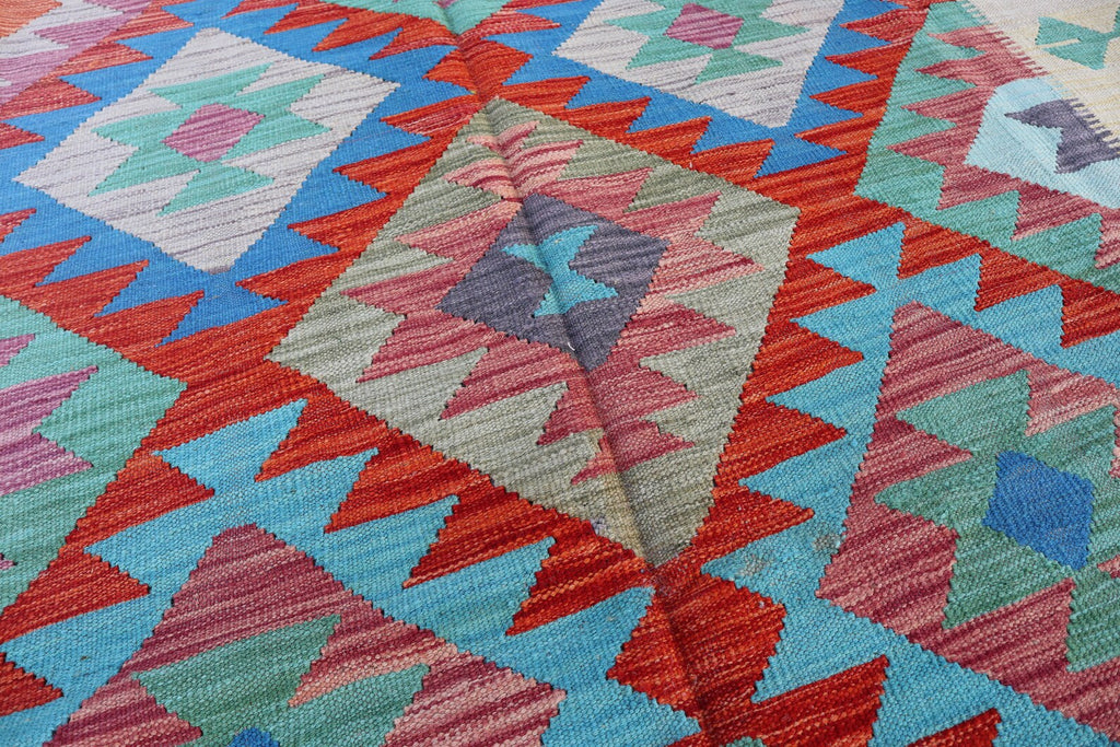 Handwoven Afghan Kilim Rug – 189x296 cm | New Tribal Wool Carpet