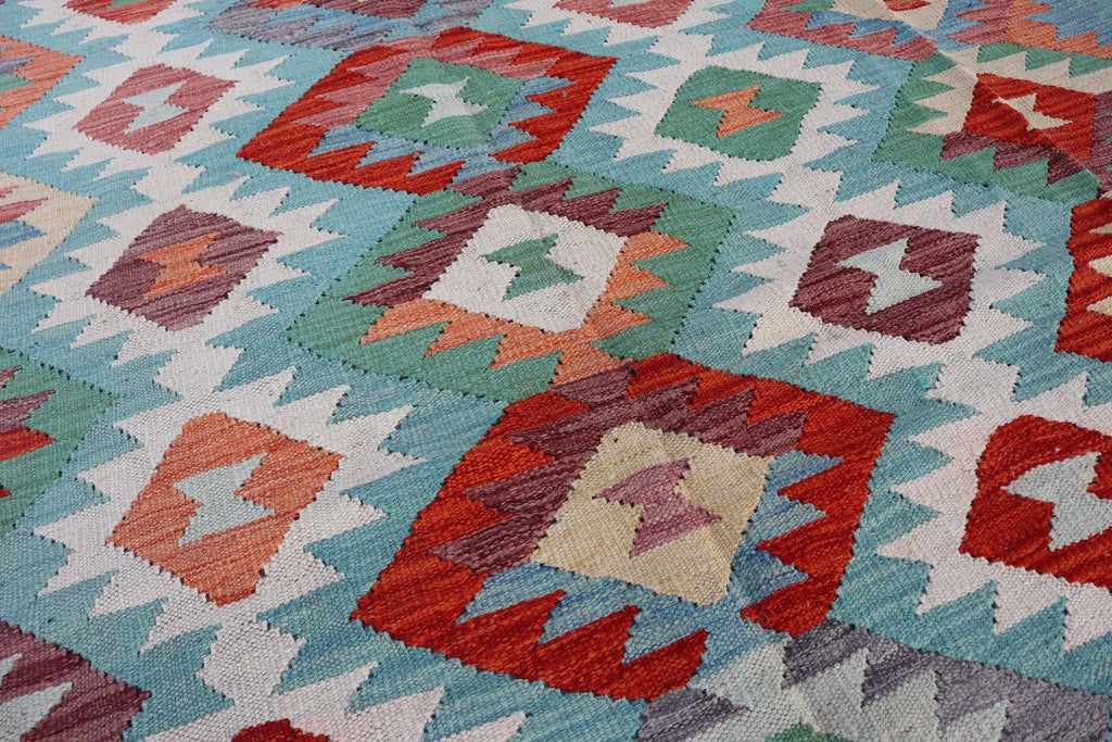 Handwoven Afghan Kilim Rug – 208x293 cm | New Tribal Wool Carpet
