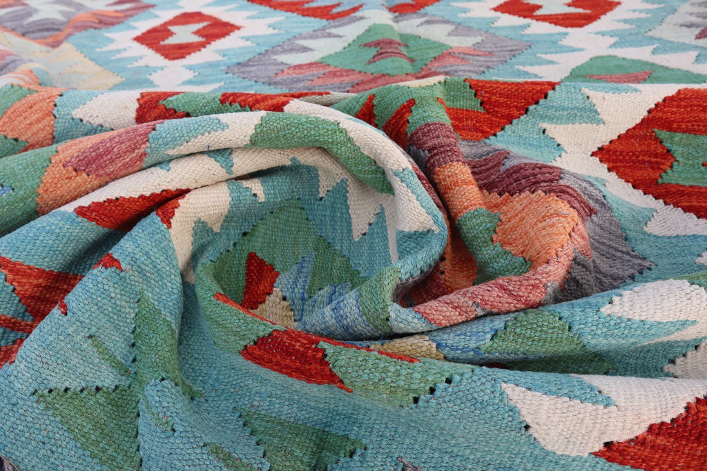 Handwoven Afghan Kilim Rug – 208x293 cm | New Tribal Wool Carpet
