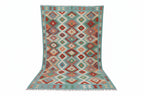 Handwoven Afghan Kilim Rug – 208x293 cm | New Tribal Wool Carpet