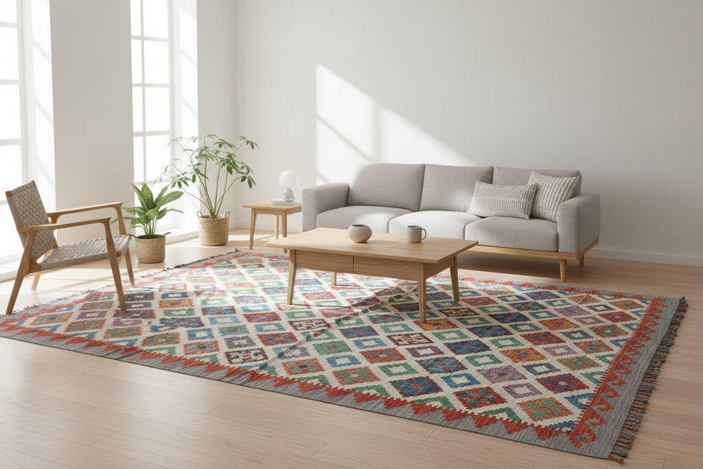Handwoven Afghan Kilim Rug – 186x299 cm | Tribal Authentic Handmade Rug