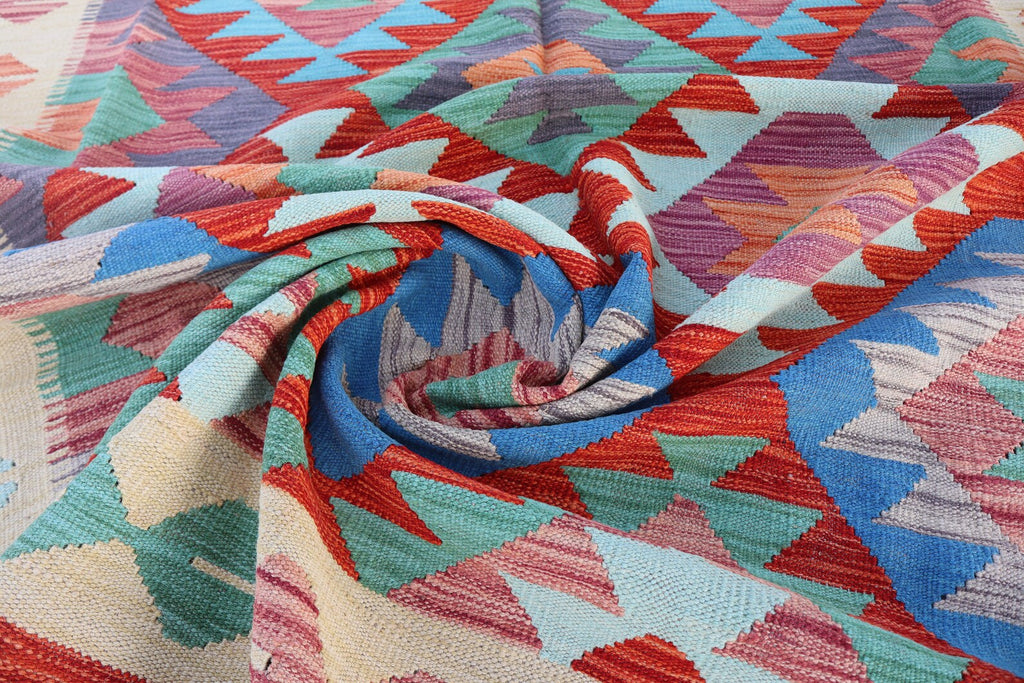 Handwoven Afghan Kilim Rug – 189x296 cm | New Tribal Wool Carpet